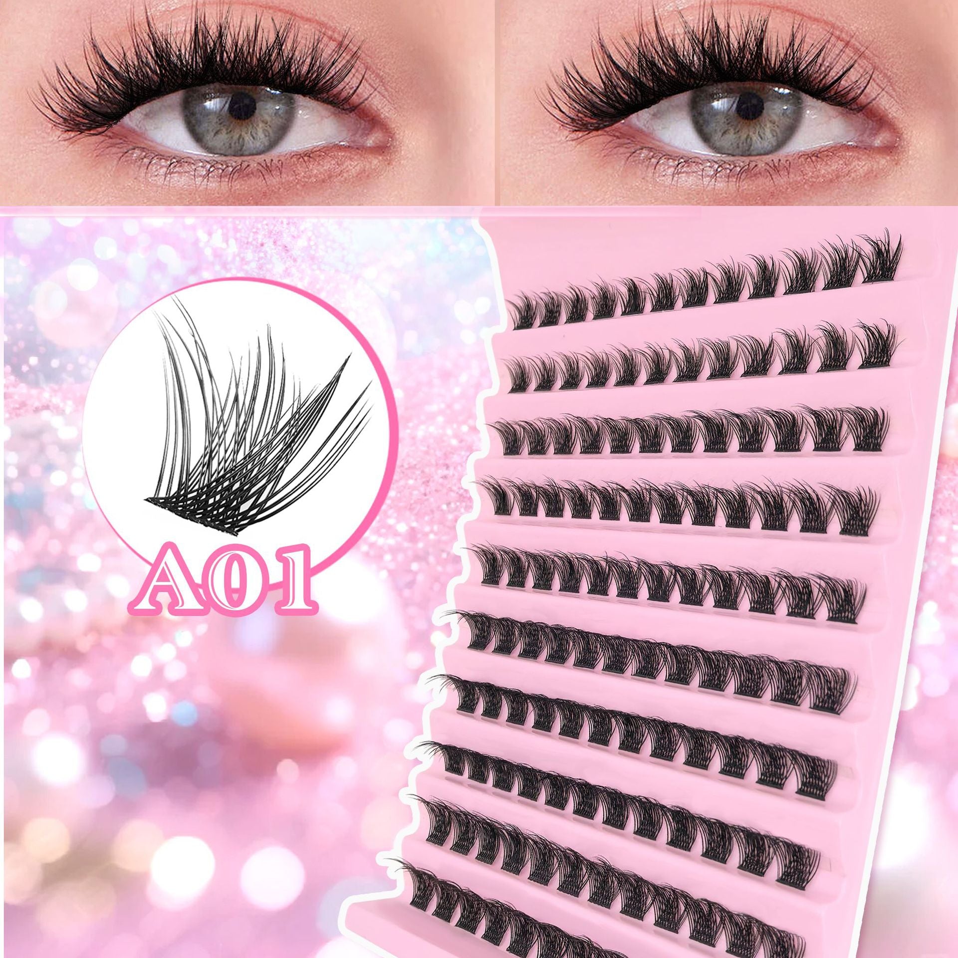 False Eyelashes 10 Rows Mixed Segmented Lashes